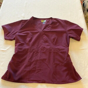 AVE‎ women’s scrub top maroon large EUC
